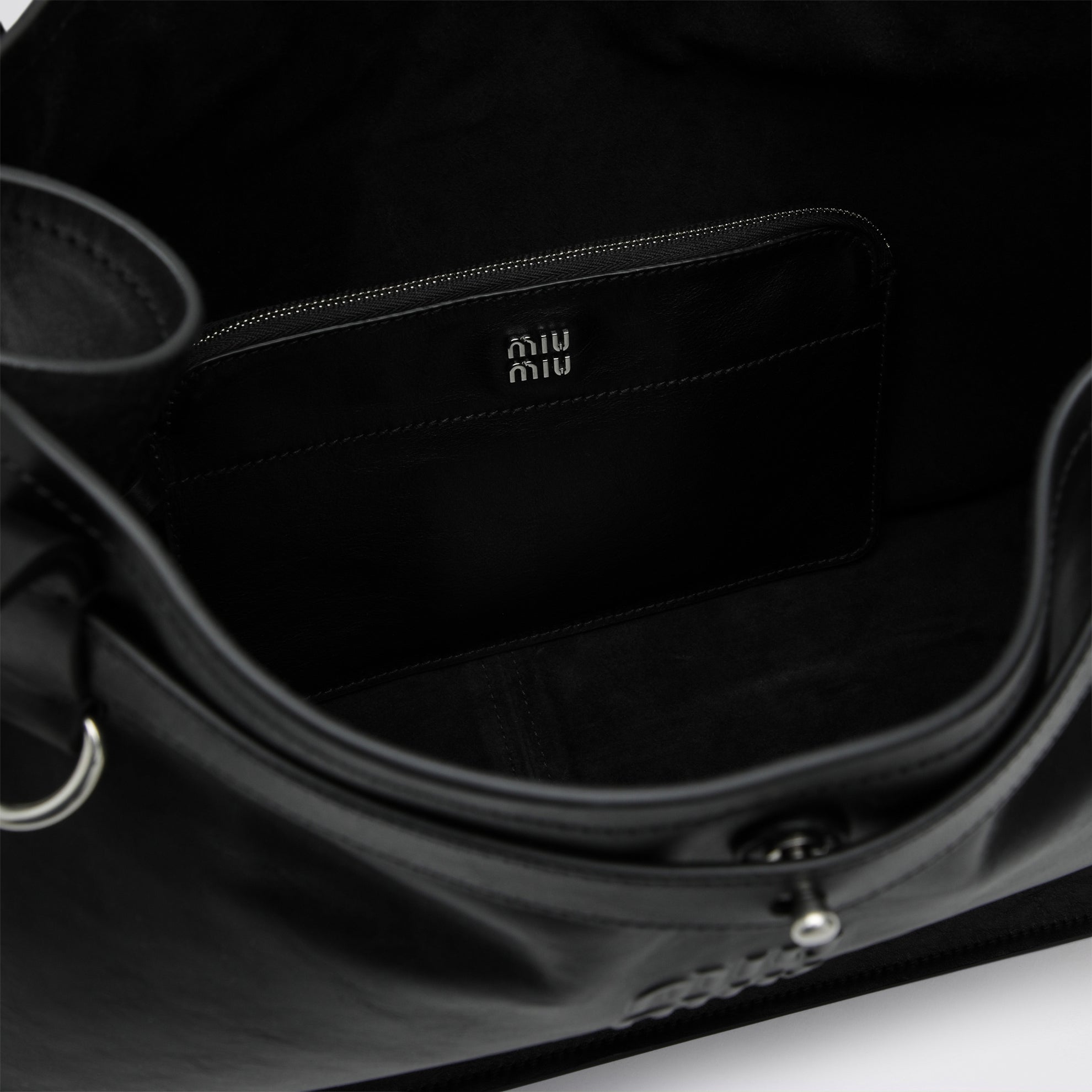 Black leather shoulder bag