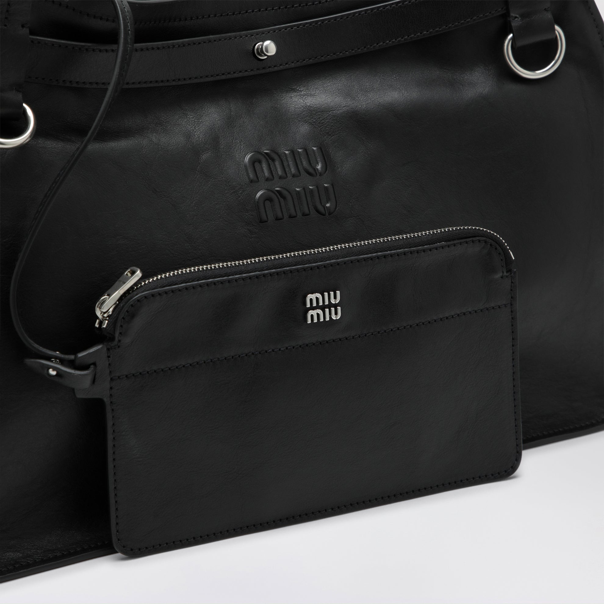 Black leather shoulder bag