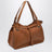 Calfskin crossbody bag with embossed logo in cognac