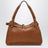 Calfskin crossbody bag with embossed logo in cognac