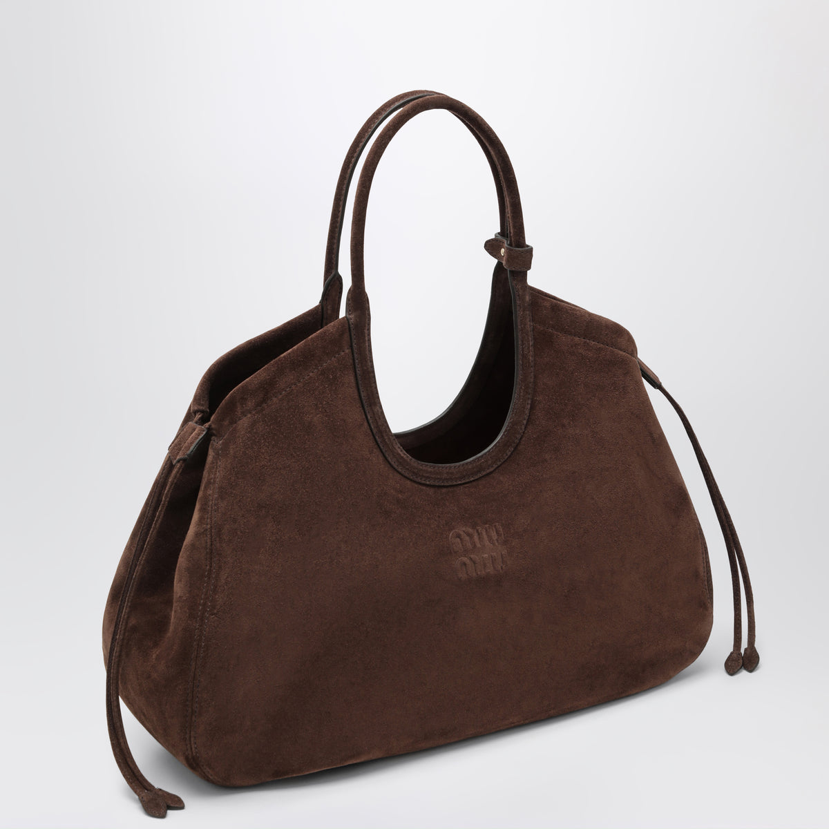 Ivy dark brown suede shopping bag