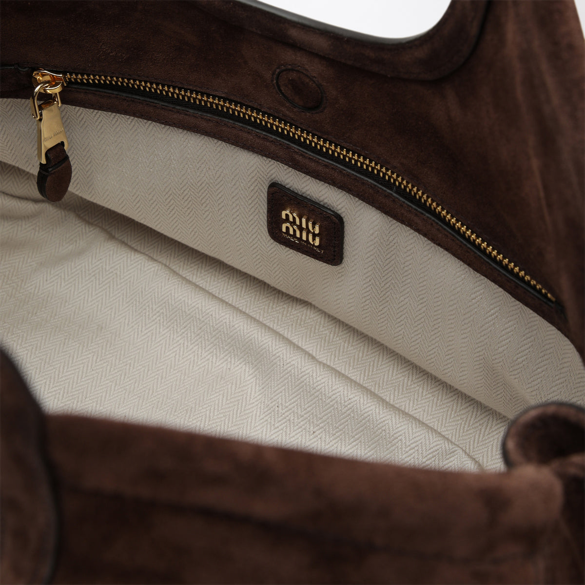 Ivy dark brown suede shopping bag
