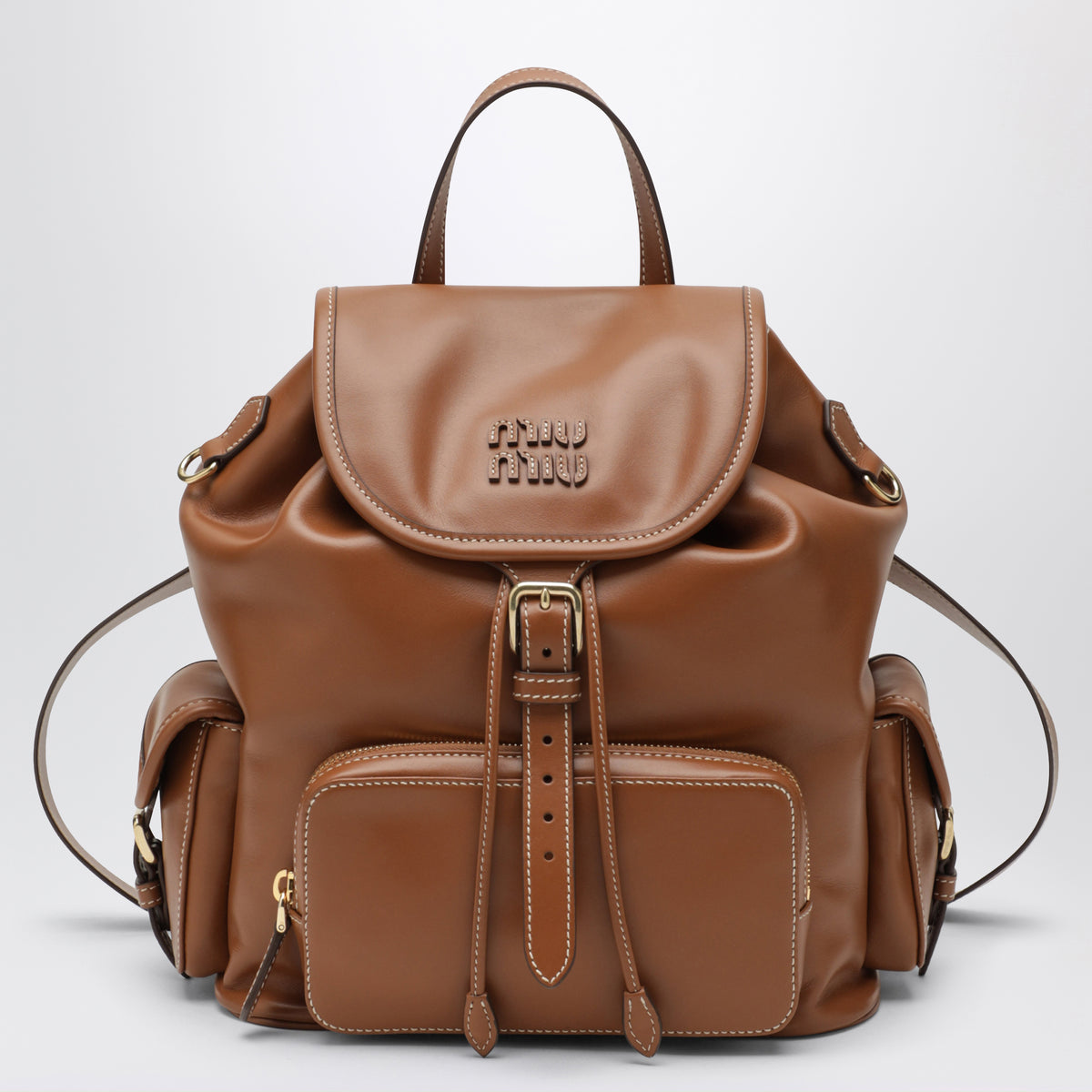 Cognac calfskin backpack