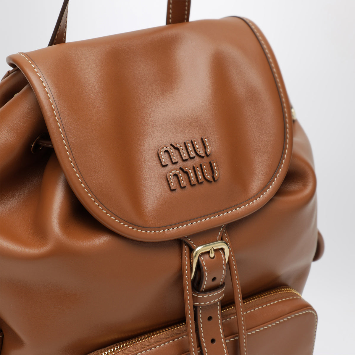 Cognac calfskin backpack