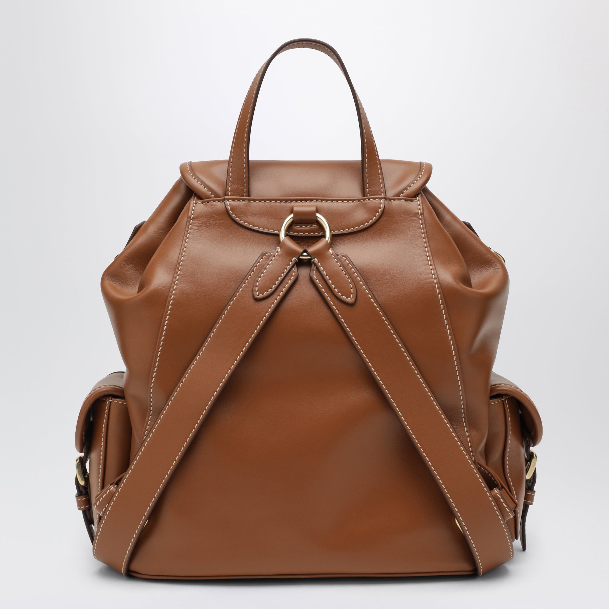 Sac à dos en cuir de veau cognac