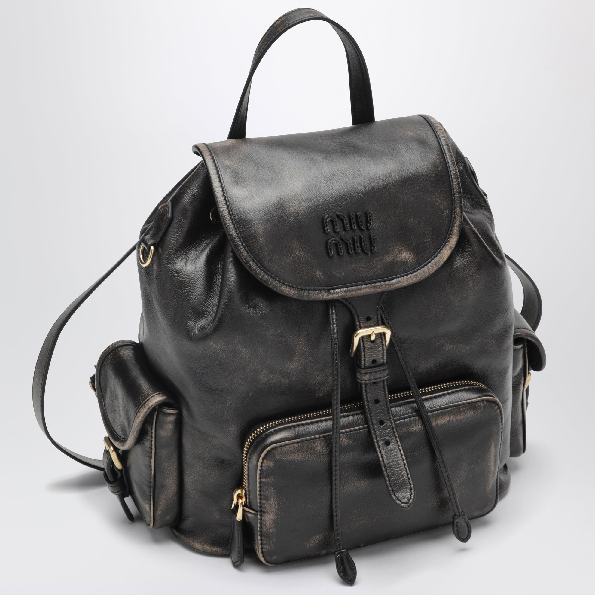 Rucksack aus Lammleder in Kaffeebraun