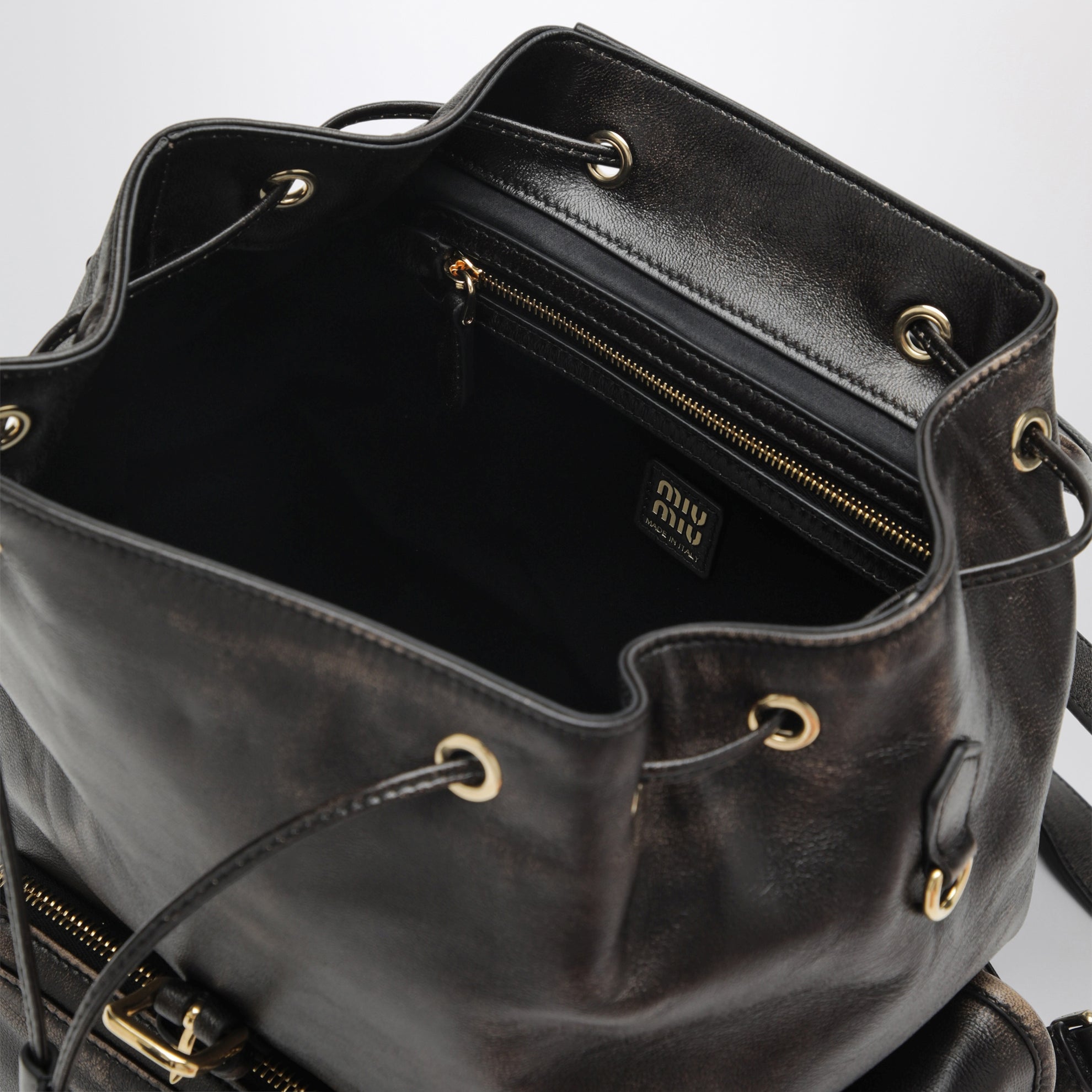 Rucksack aus Lammleder in Kaffeebraun