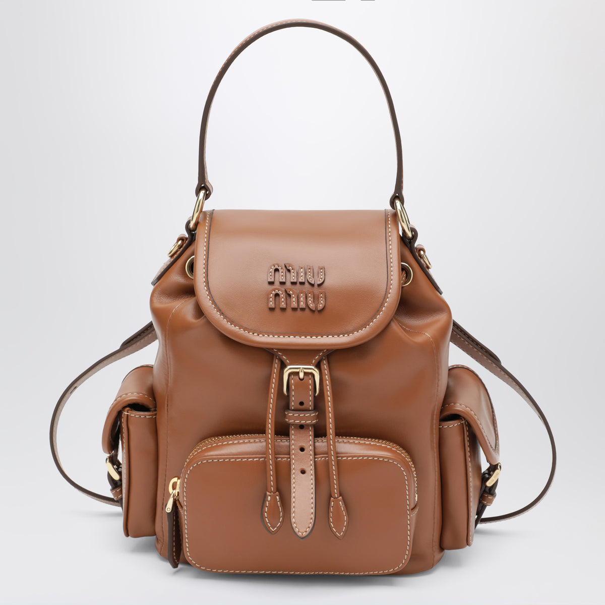 Rucksack aus cognacfarbenem Kalbsleder