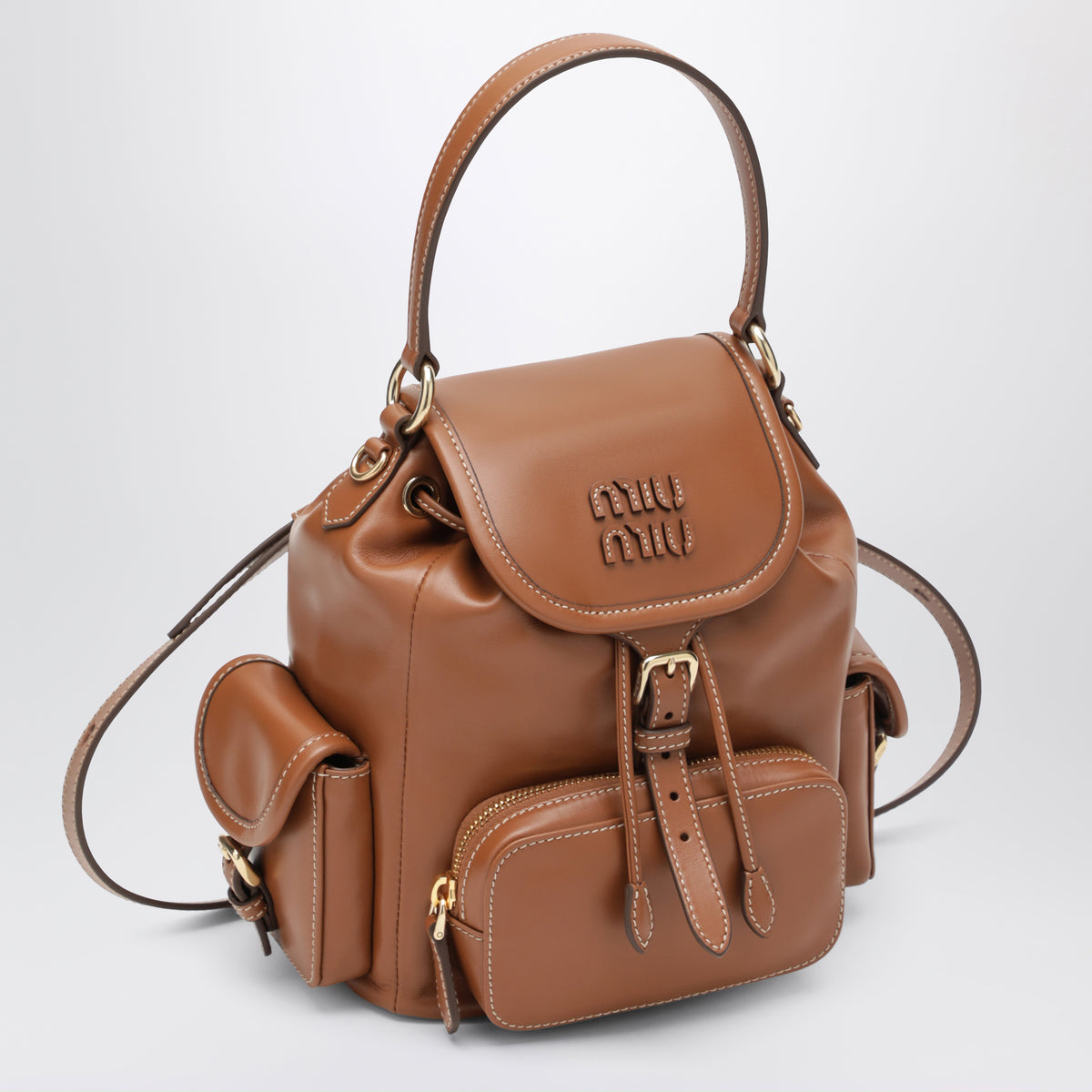 Rucksack aus cognacfarbenem Kalbsleder
