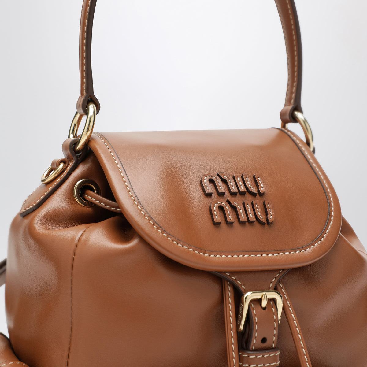 Rucksack aus cognacfarbenem Kalbsleder