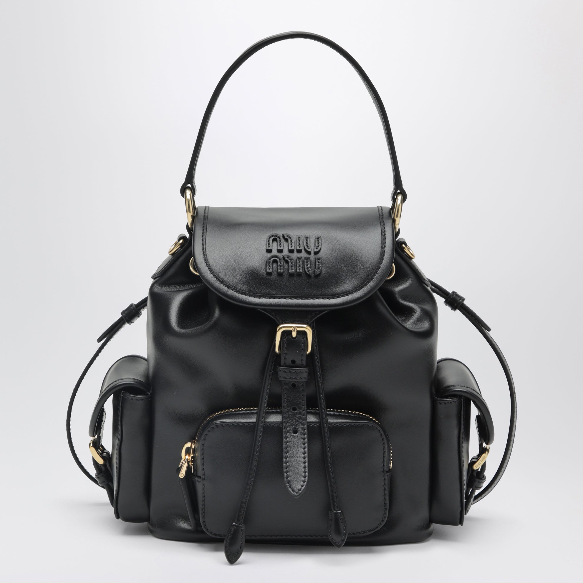 Sac à dos moyen noir en cuir