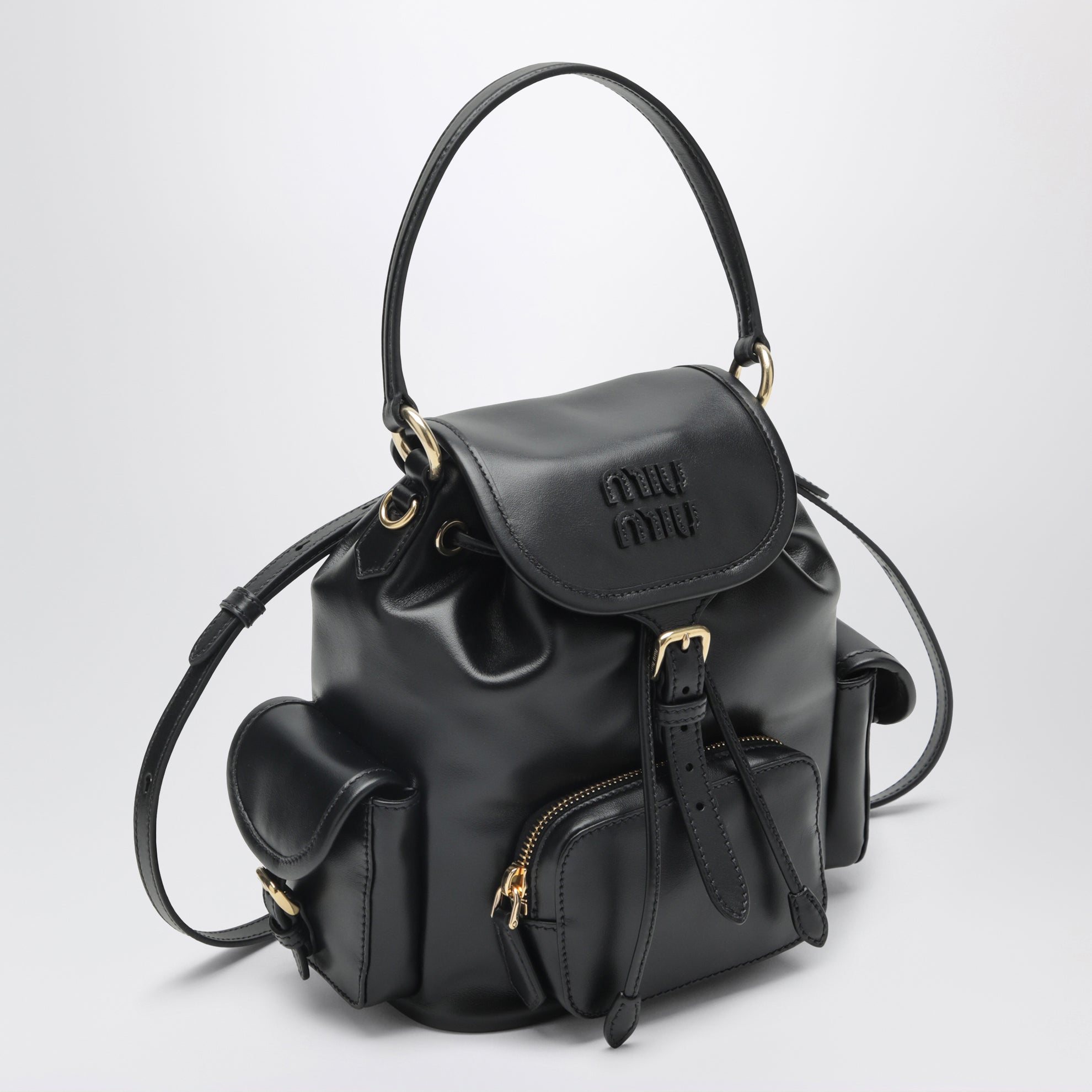 Sac à dos moyen noir en cuir