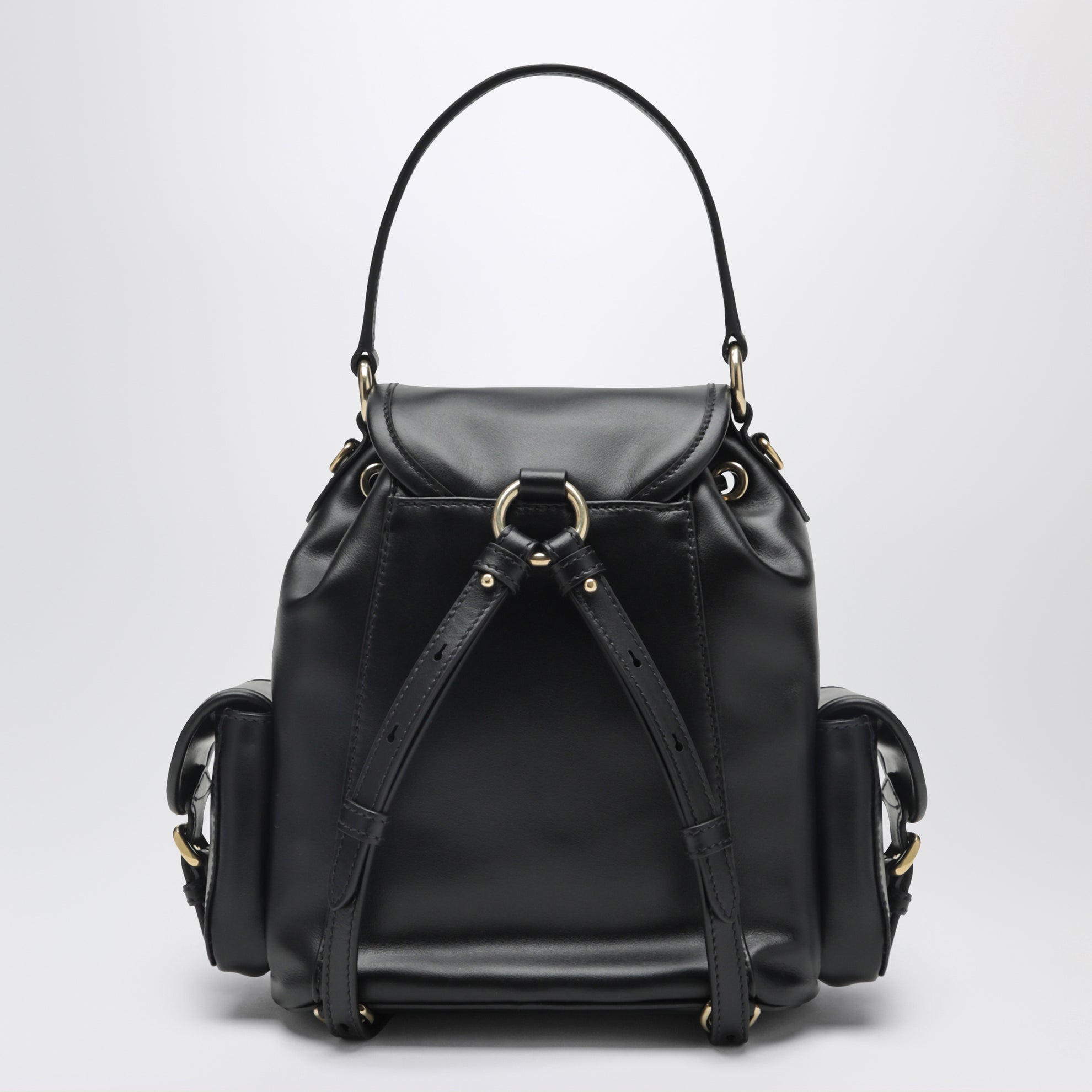 Sac à dos moyen noir en cuir