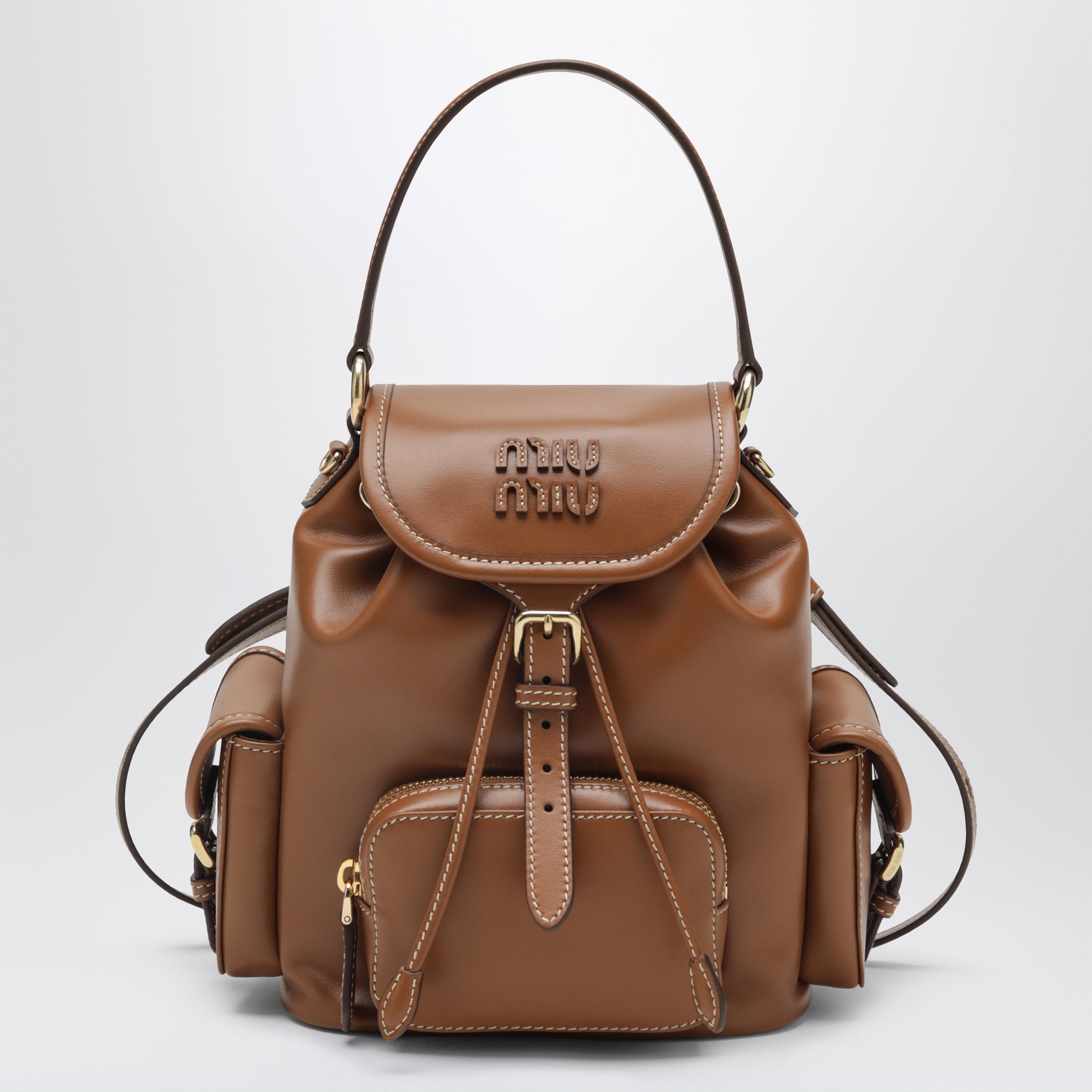 Sac à dos moyen cognac en cuir