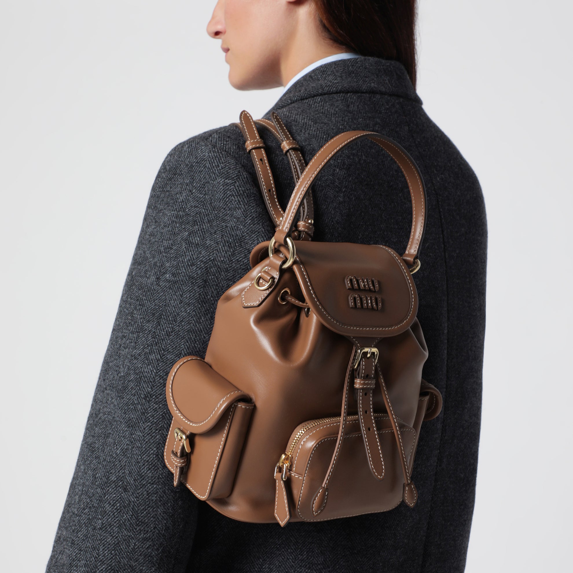 Sac à dos moyen cognac en cuir