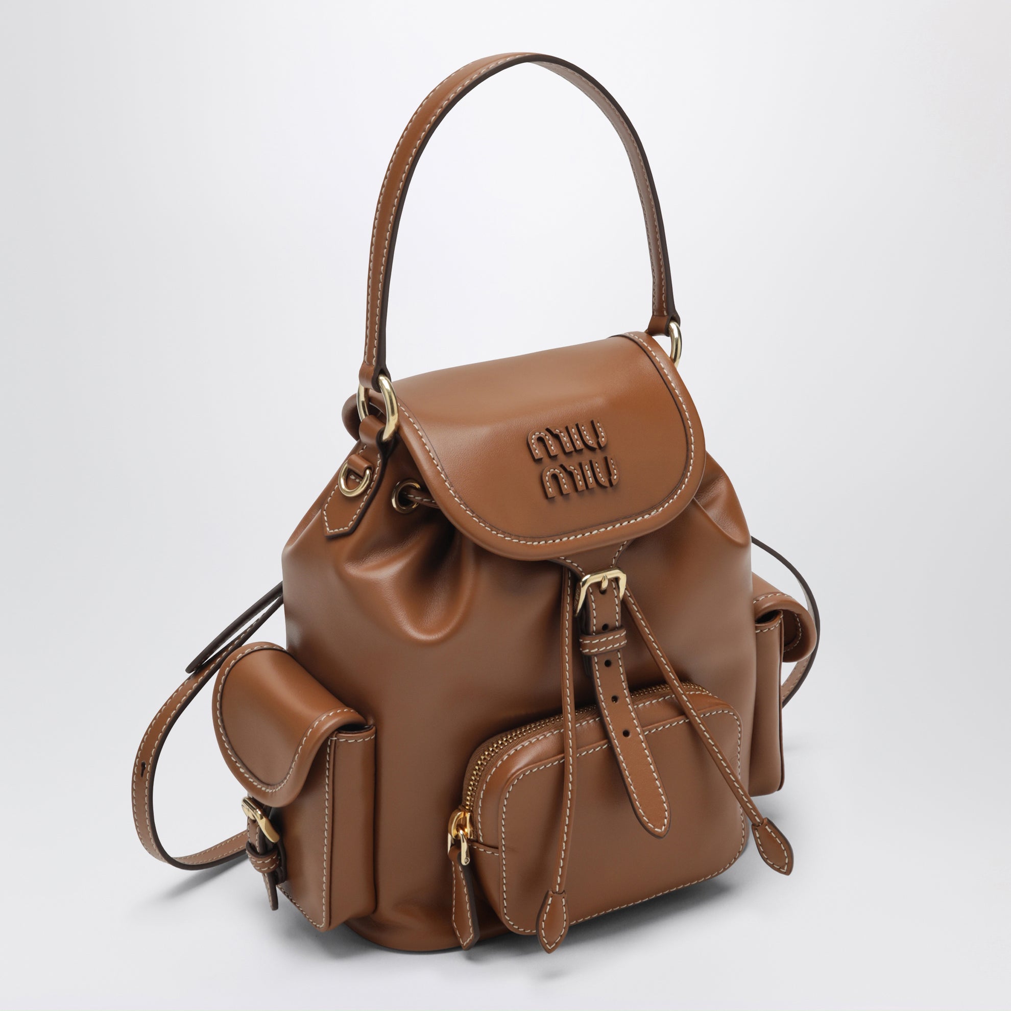 Sac à dos moyen cognac en cuir