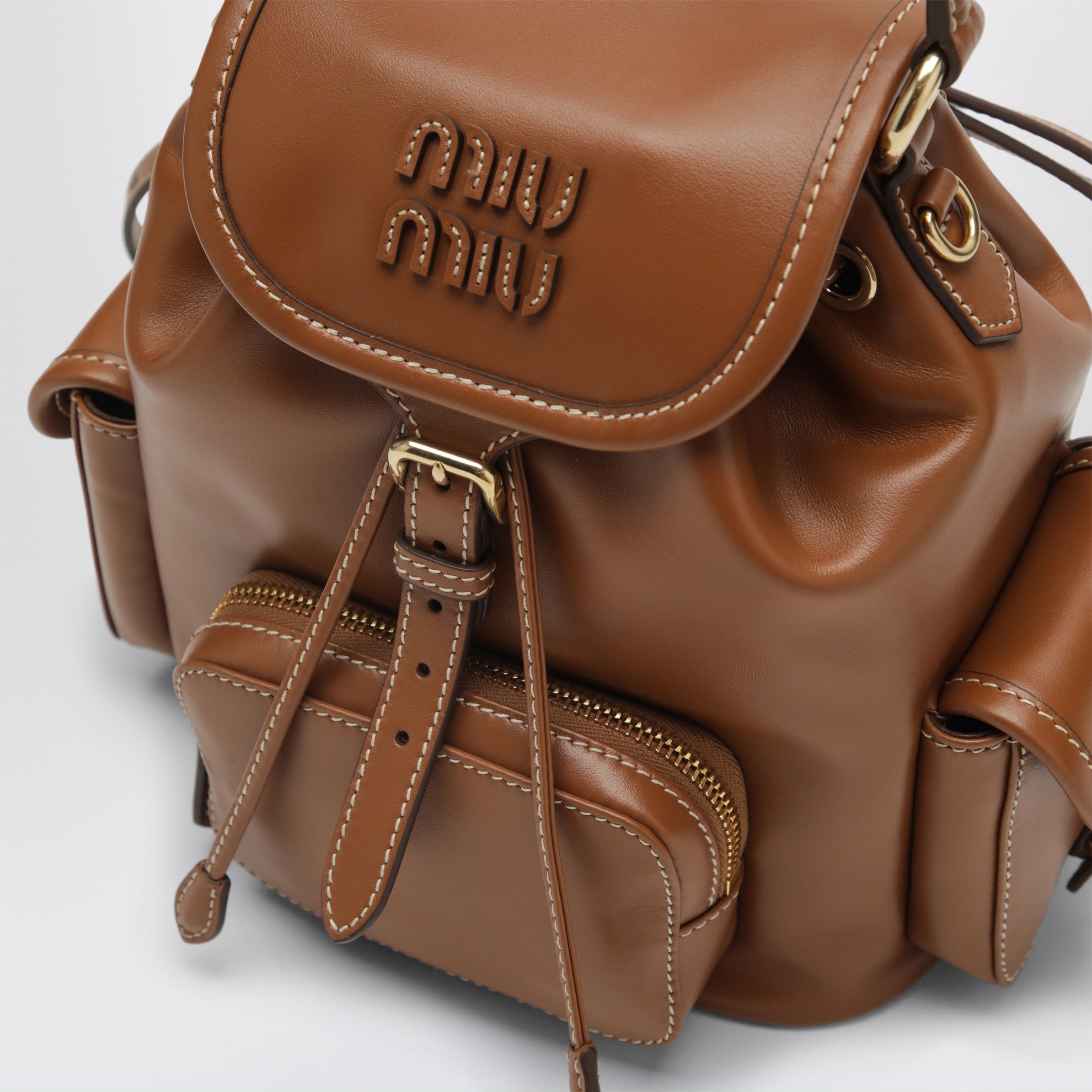 Sac à dos moyen cognac en cuir