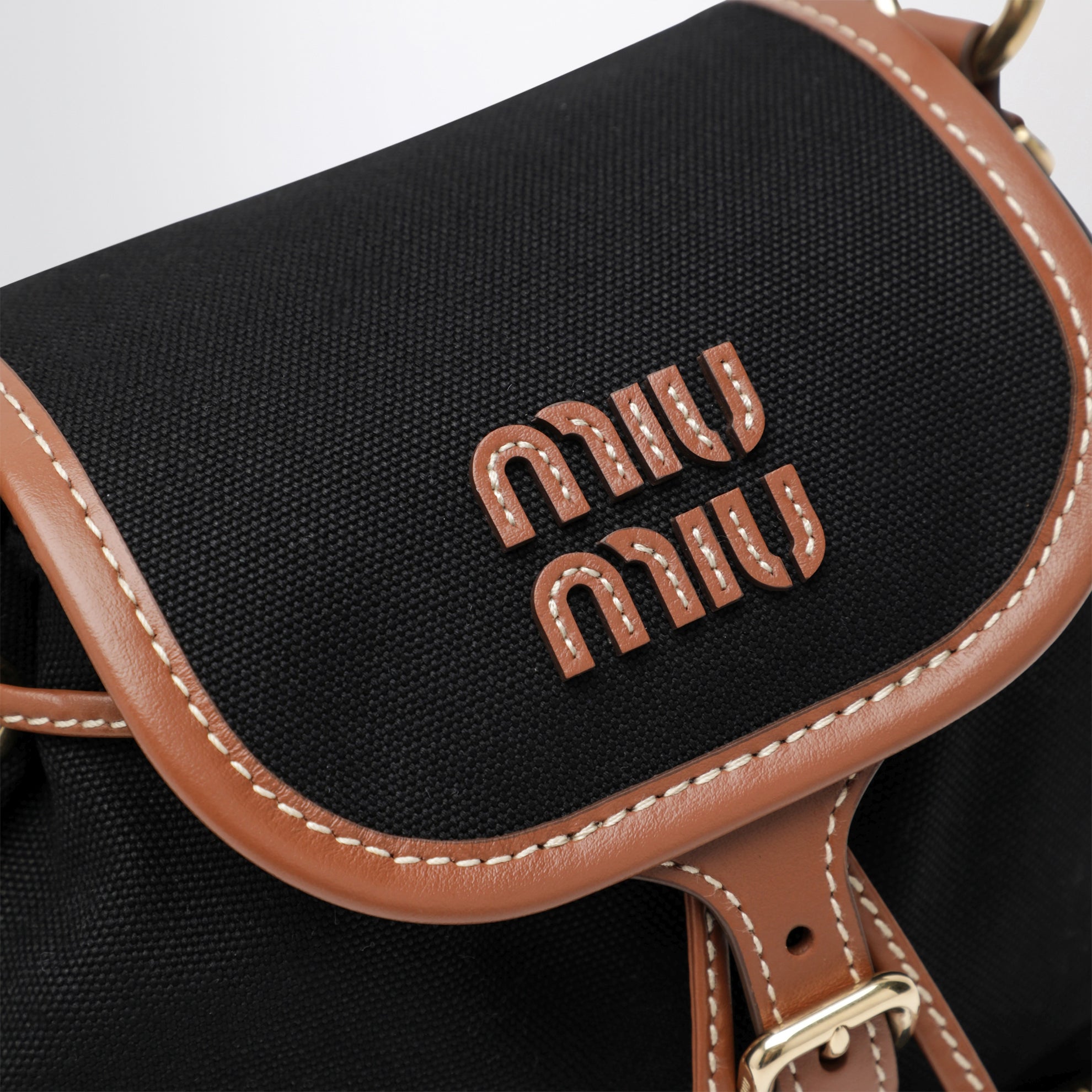 Backpack in hemp and leather in Black/Brandy