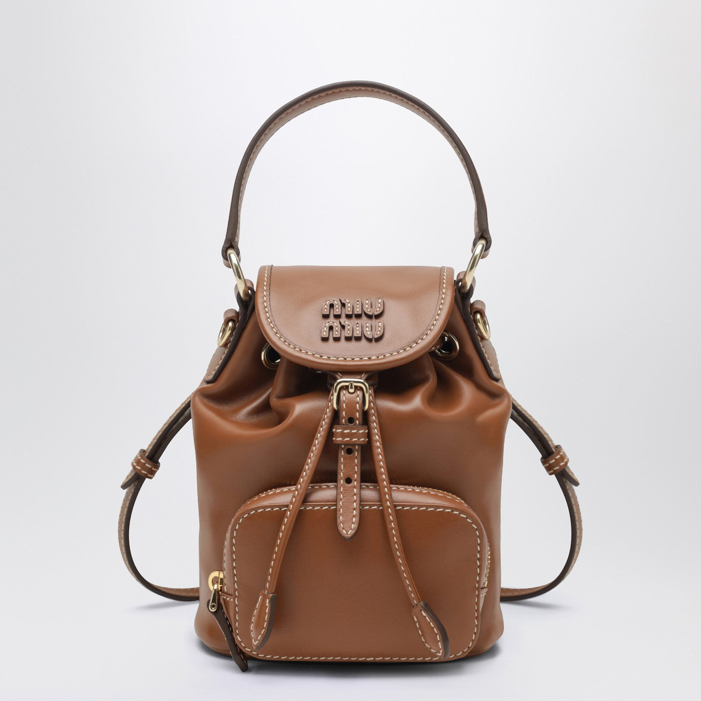 Zaino piccolo color Cognac in pelle