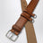 Ceinture en cuir de veau cognac à surpiqûres contrastées