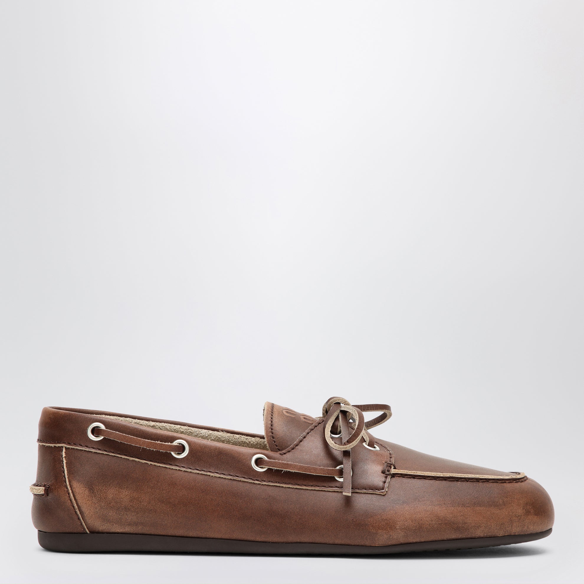 Slipper aus Leder mit Vintage-Optik braun verbrannt