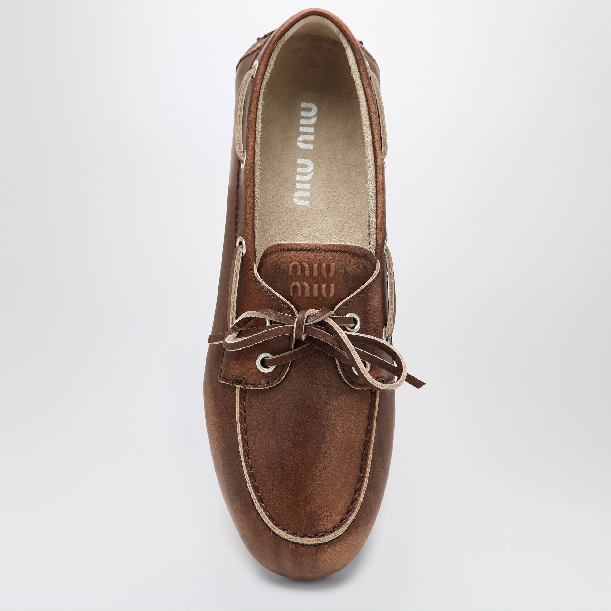 Slipper aus Leder mit Vintage-Optik braun verbrannt
