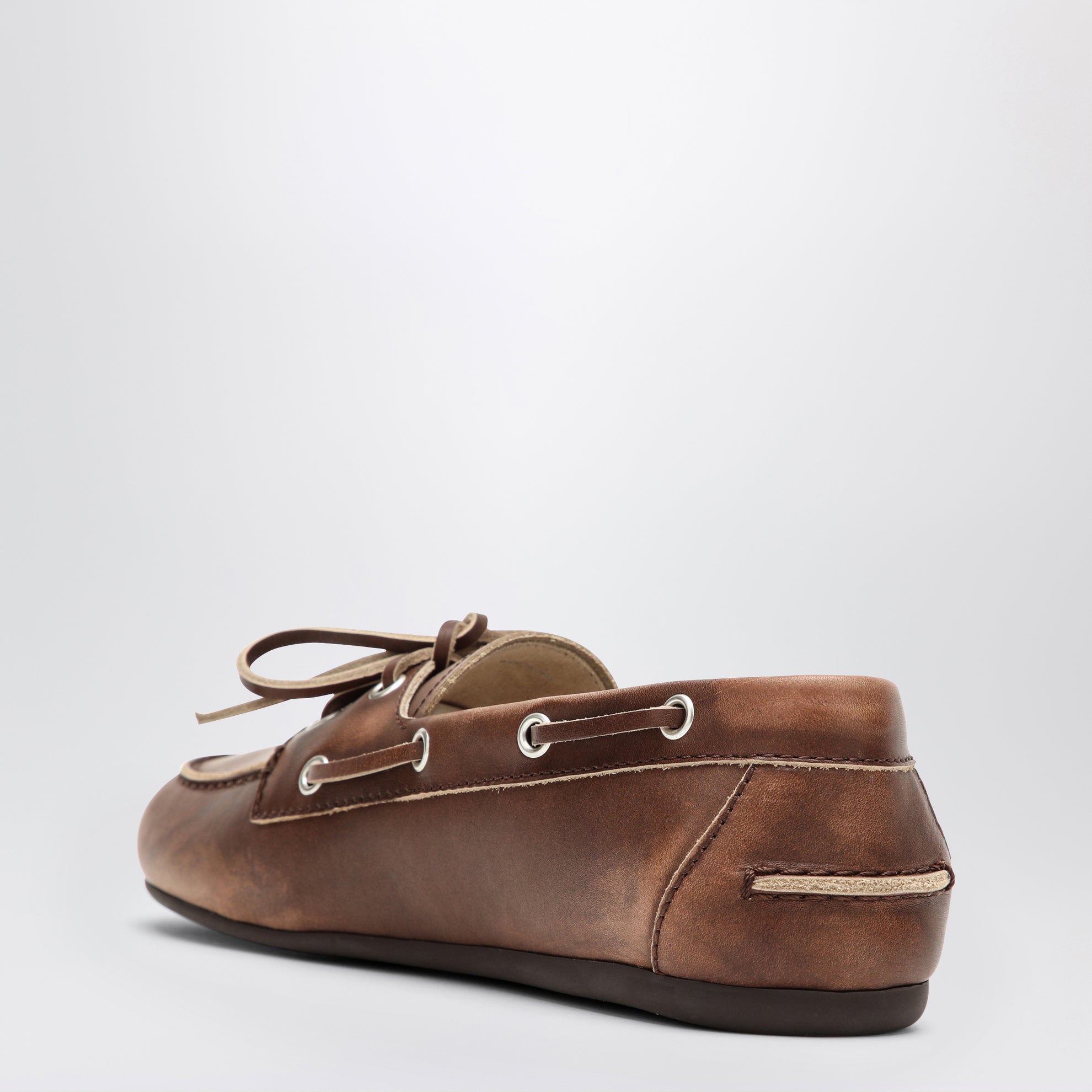 Slipper aus Leder mit Vintage-Optik braun verbrannt
