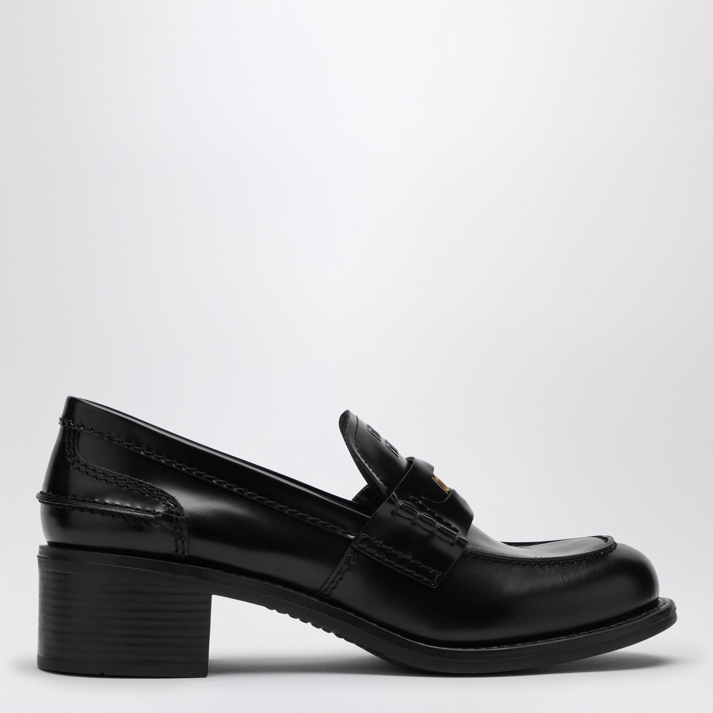 Mocassin Penny noir en cuir brossé