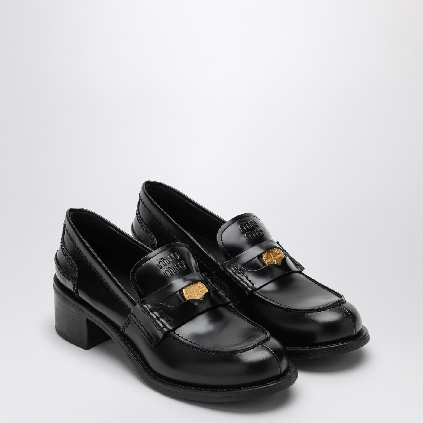 Mocassin Penny noir en cuir brossé