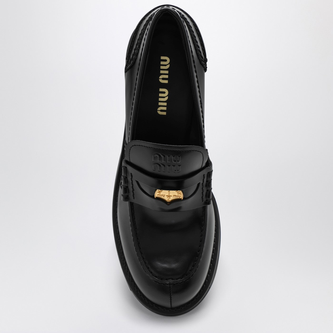 Mocassin Penny noir en cuir brossé