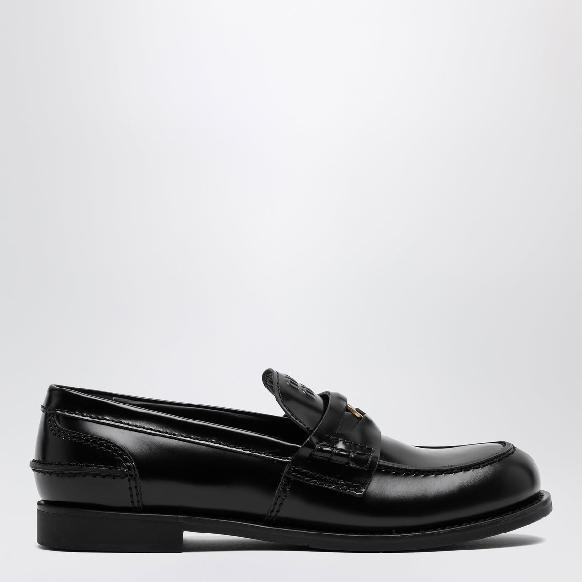 Black brushed leather loafers