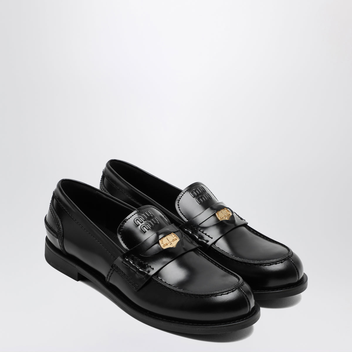 Black brushed leather loafers