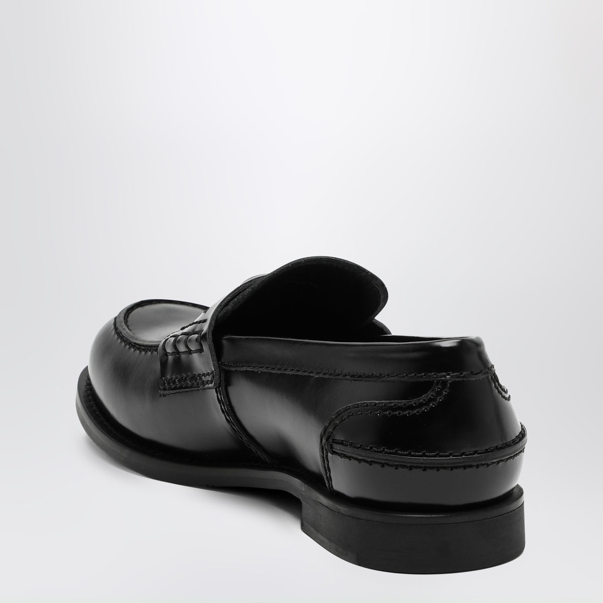 Black brushed leather loafers