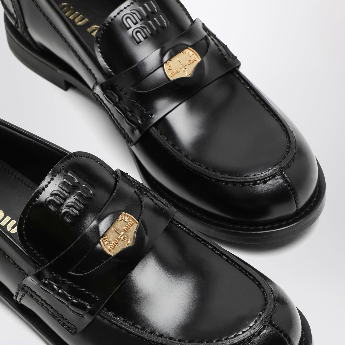 Black brushed leather loafers