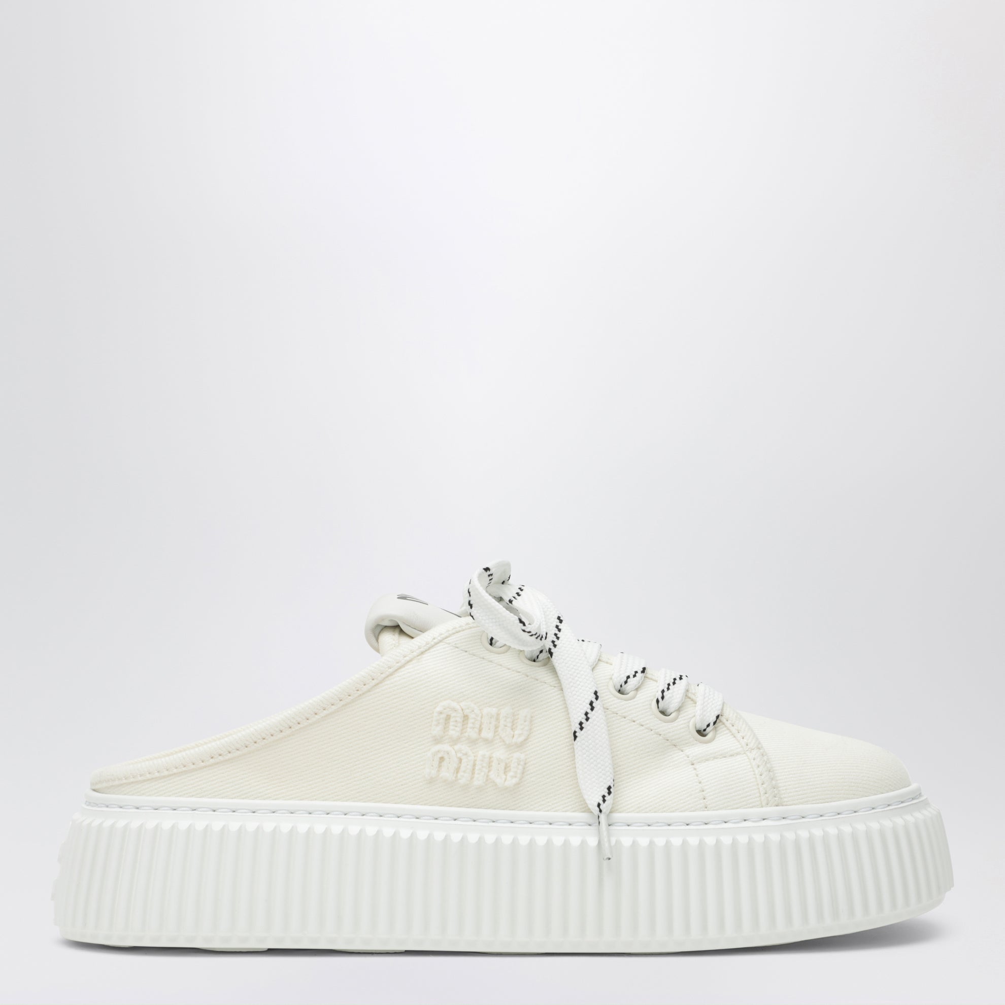 Baskets sabot en denim ivoire