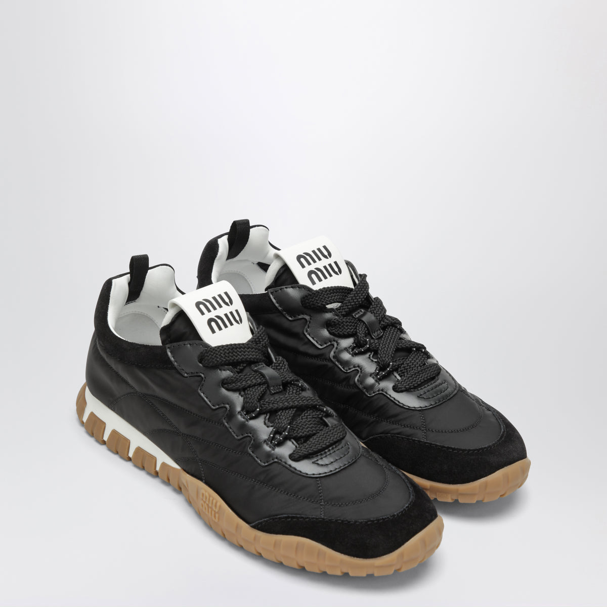 Tyre sneakers in Re-Nylon and suede, Black