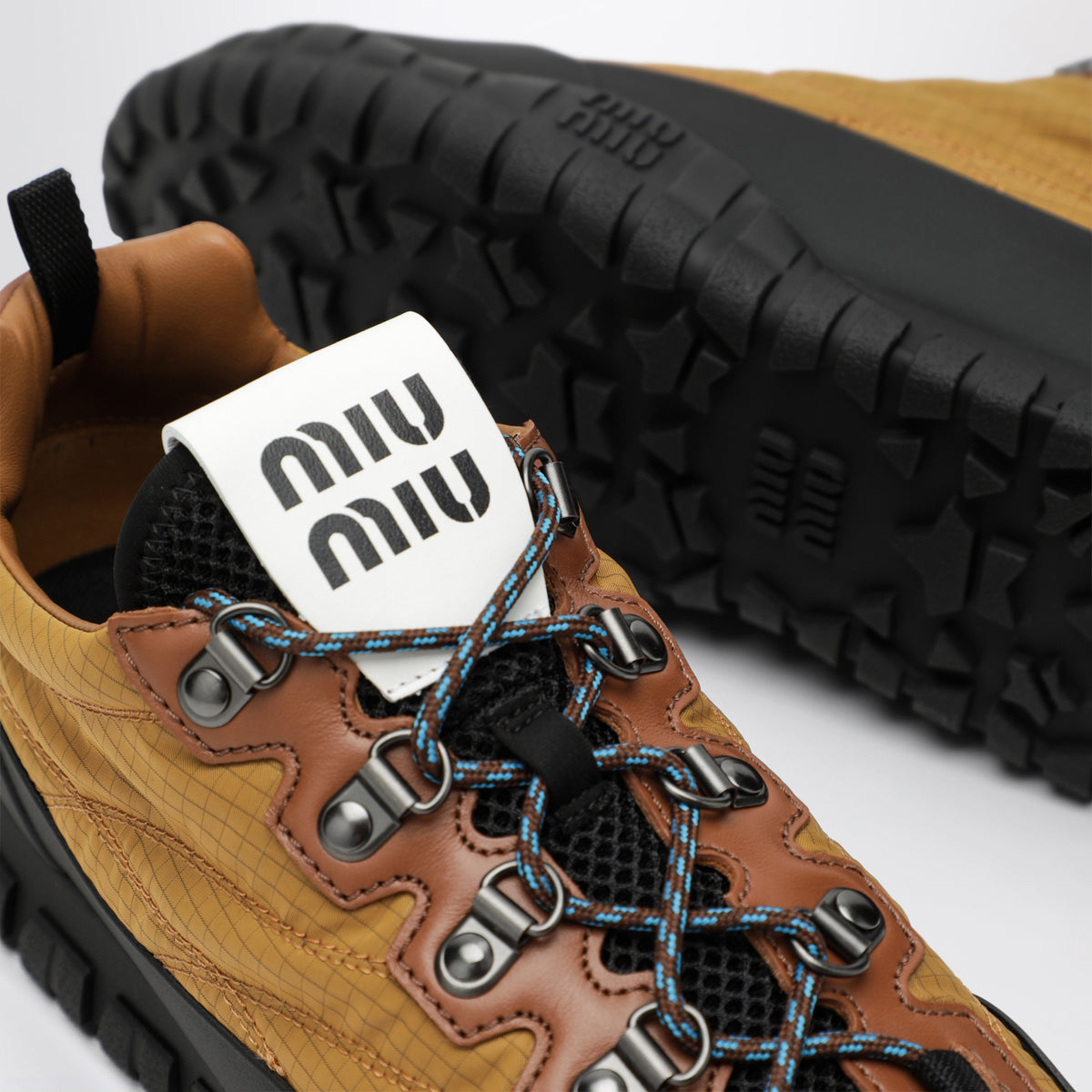 Sneakers in technical ripstop fabric, Mustard