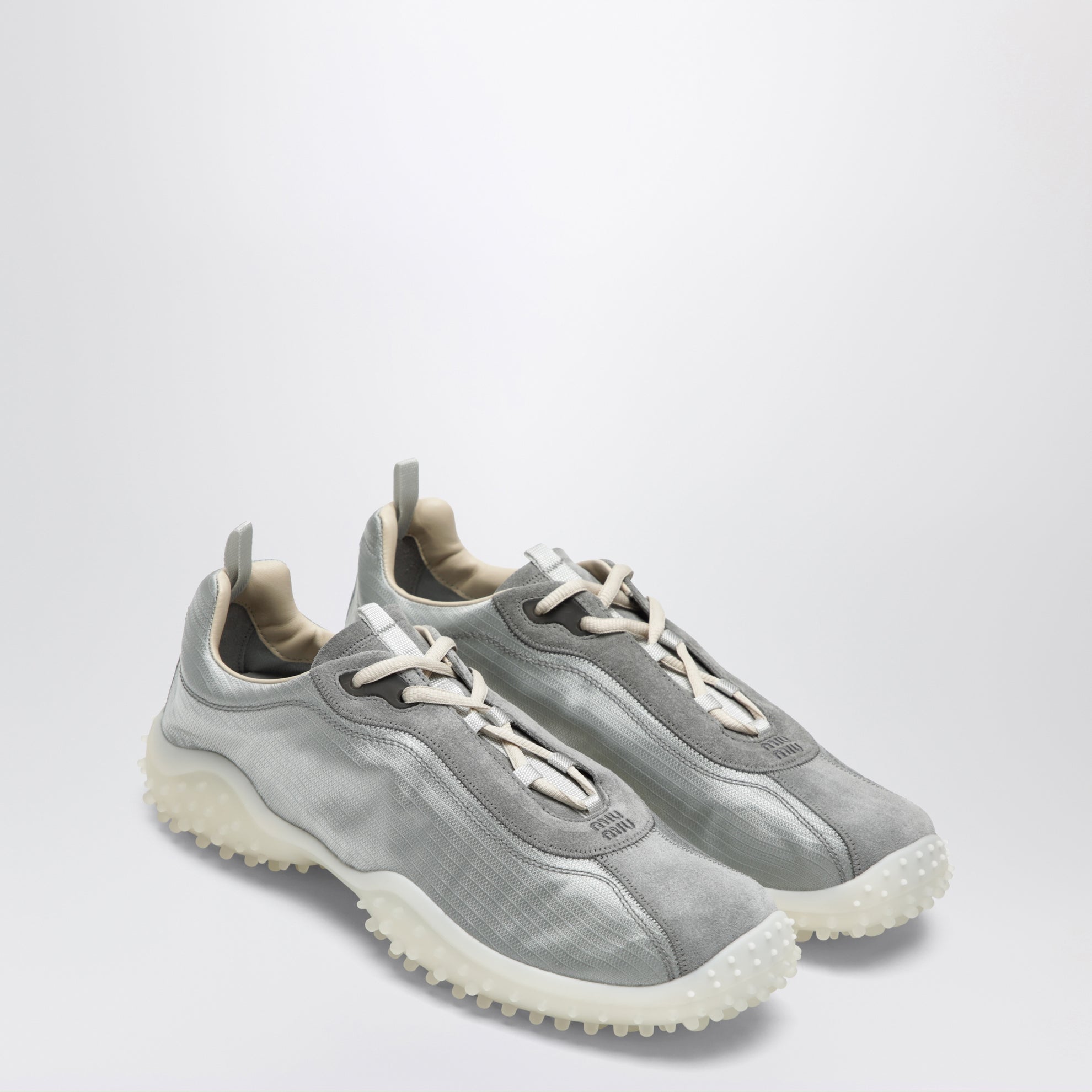 Cloud-grey Bubble trainers in technical fabric and suede