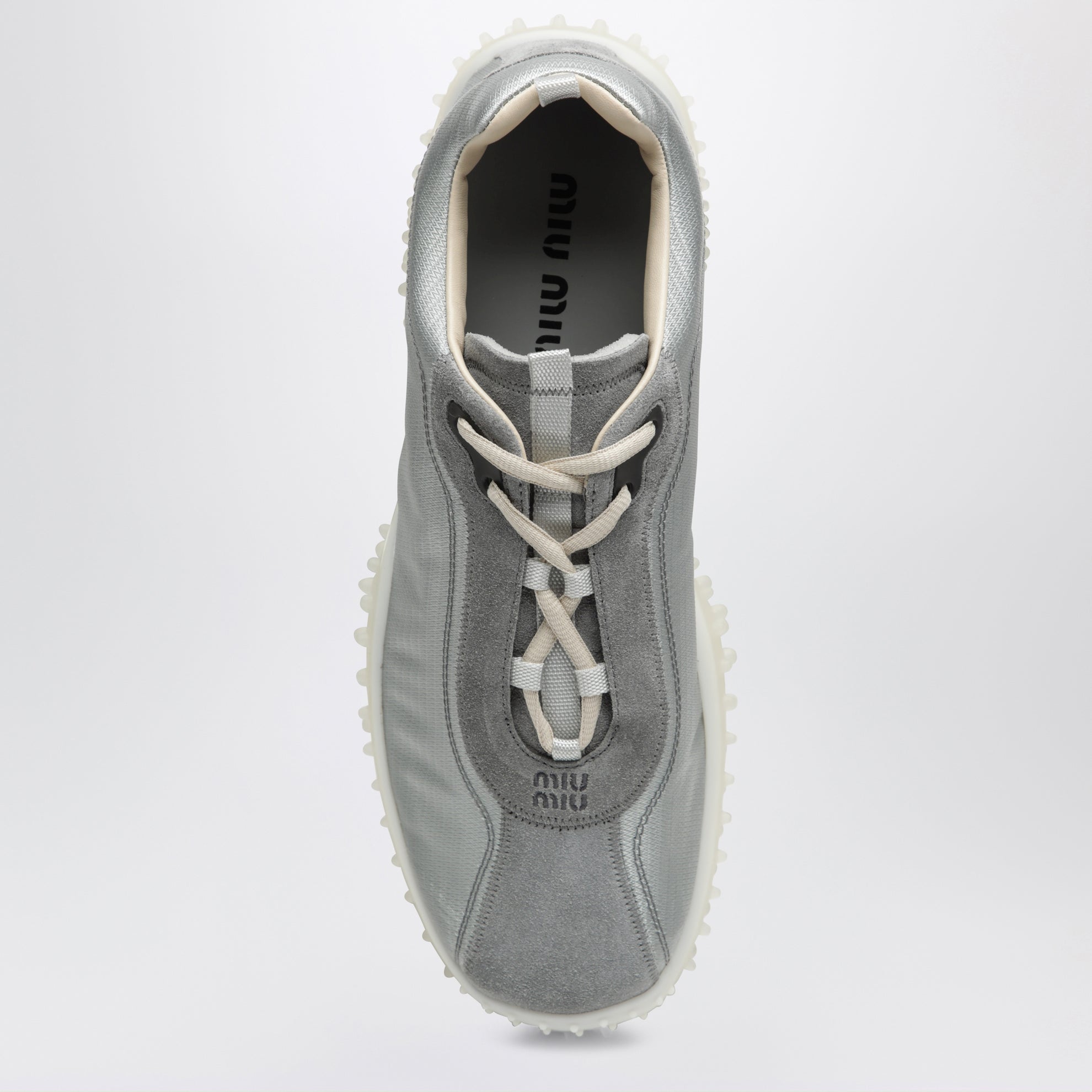 Cloud-grey Bubble trainers in technical fabric and suede