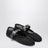 Black fabric ballet flats with buckle