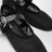Black fabric ballet flats with buckle