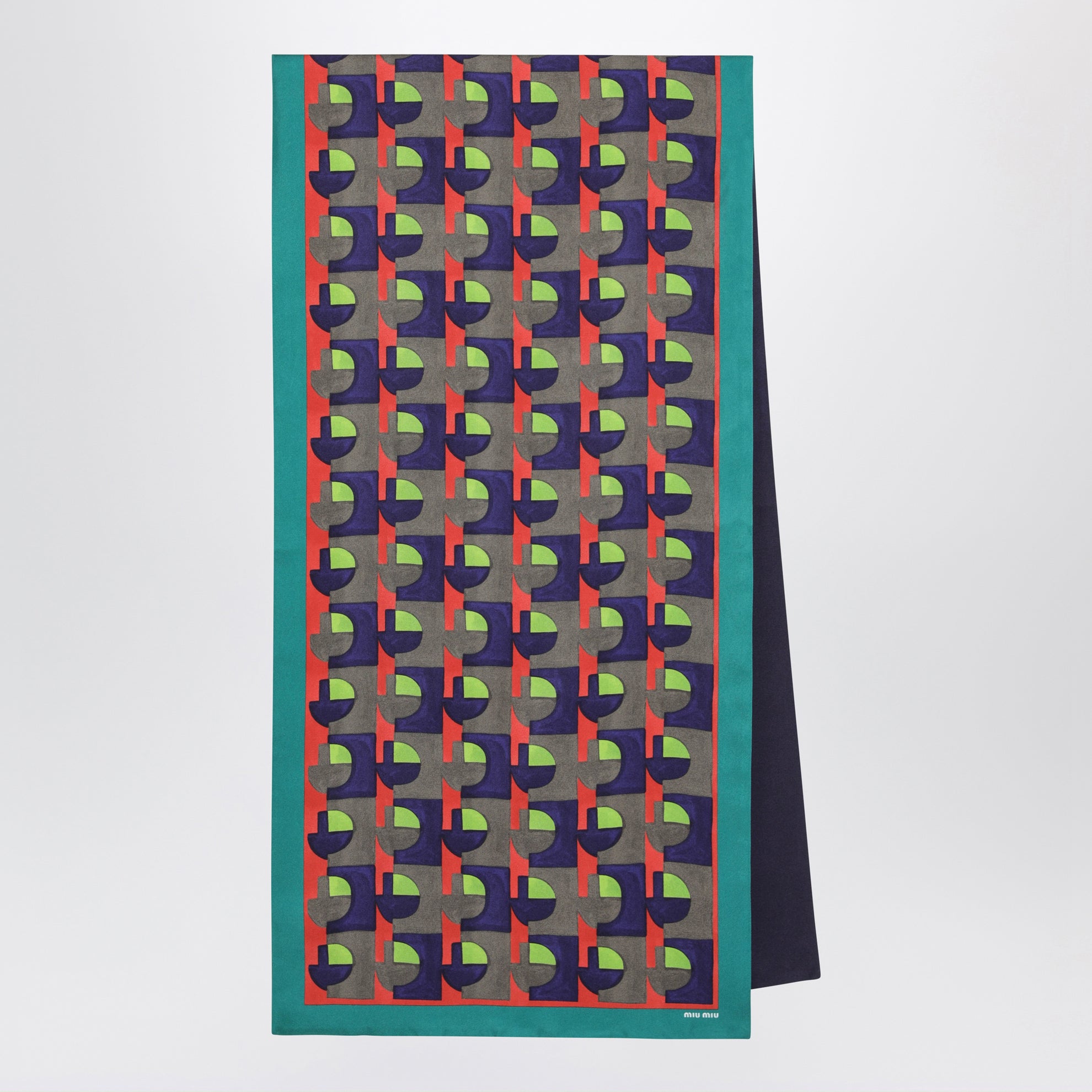 Foulard stampato in twill di seta assenzio/begonia