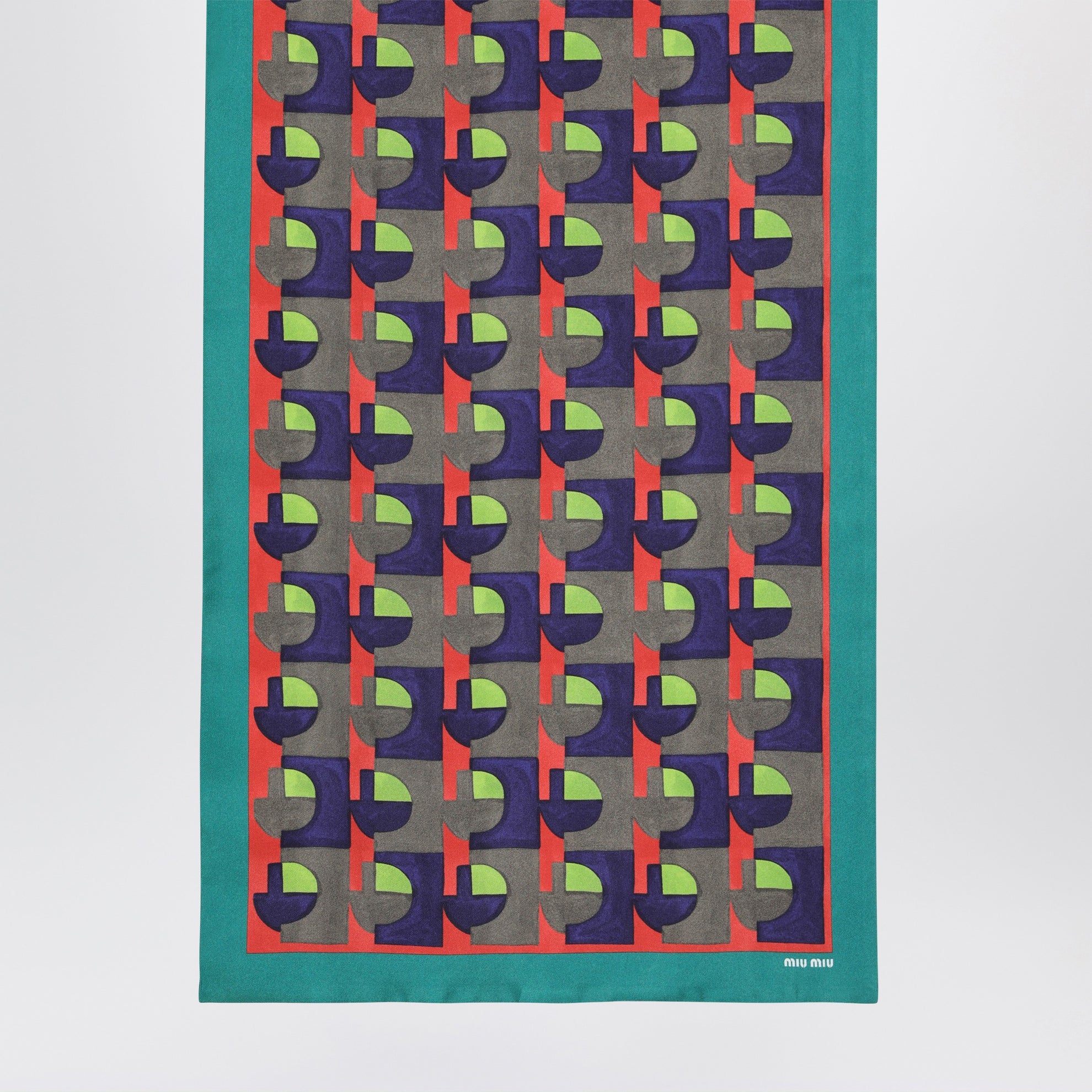 Foulard stampato in twill di seta assenzio/begonia
