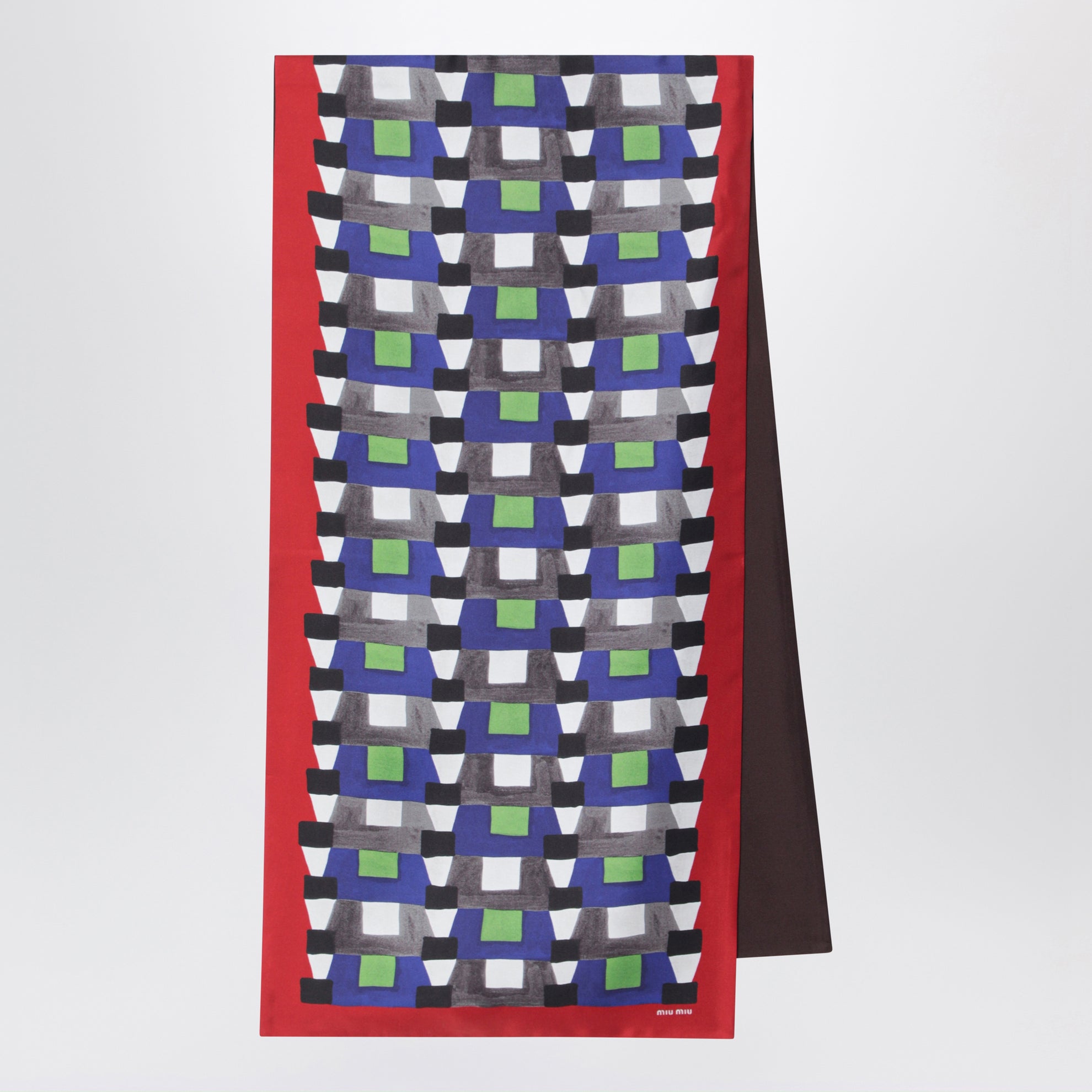Silk twill scarf with a geometric print