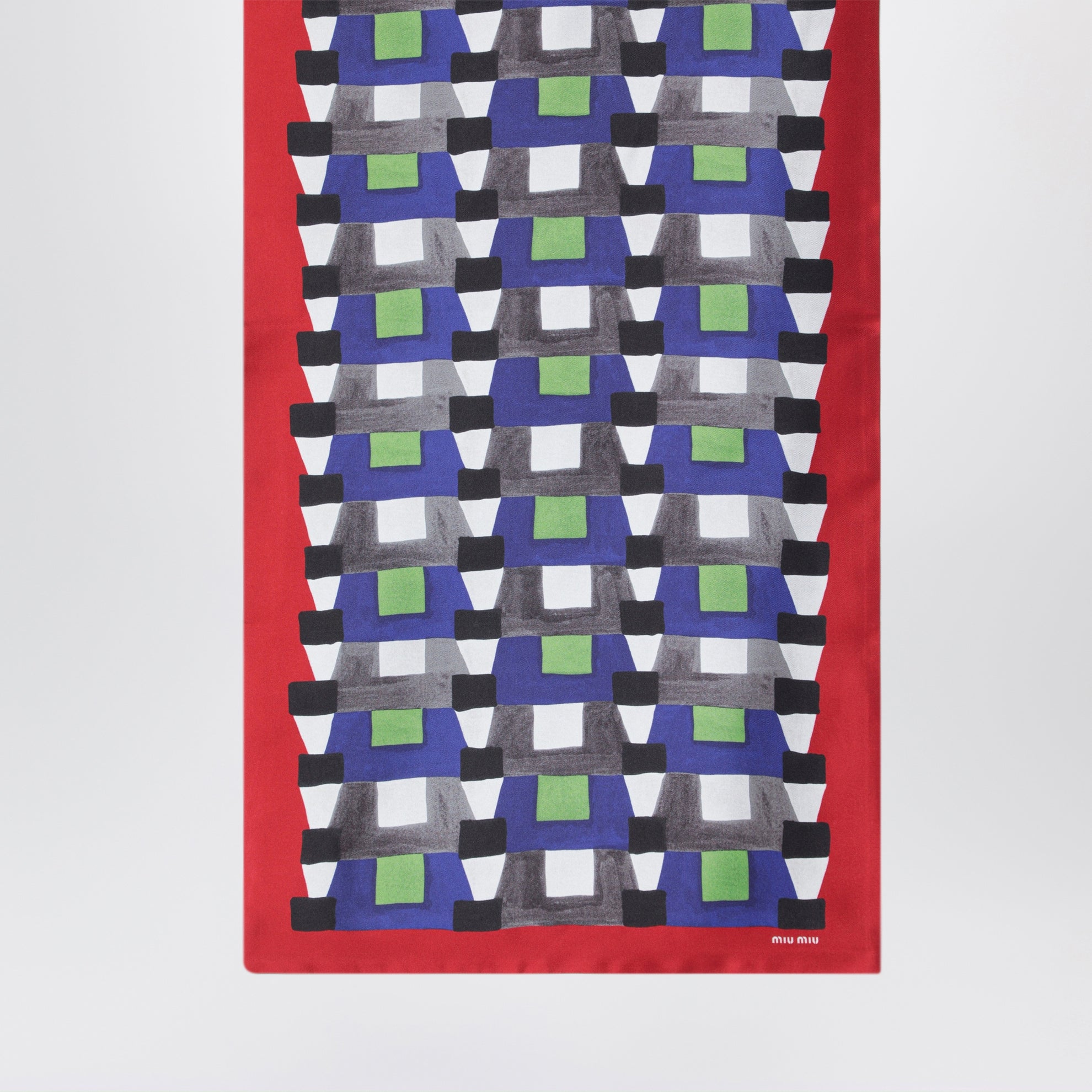 Silk twill scarf with a geometric print