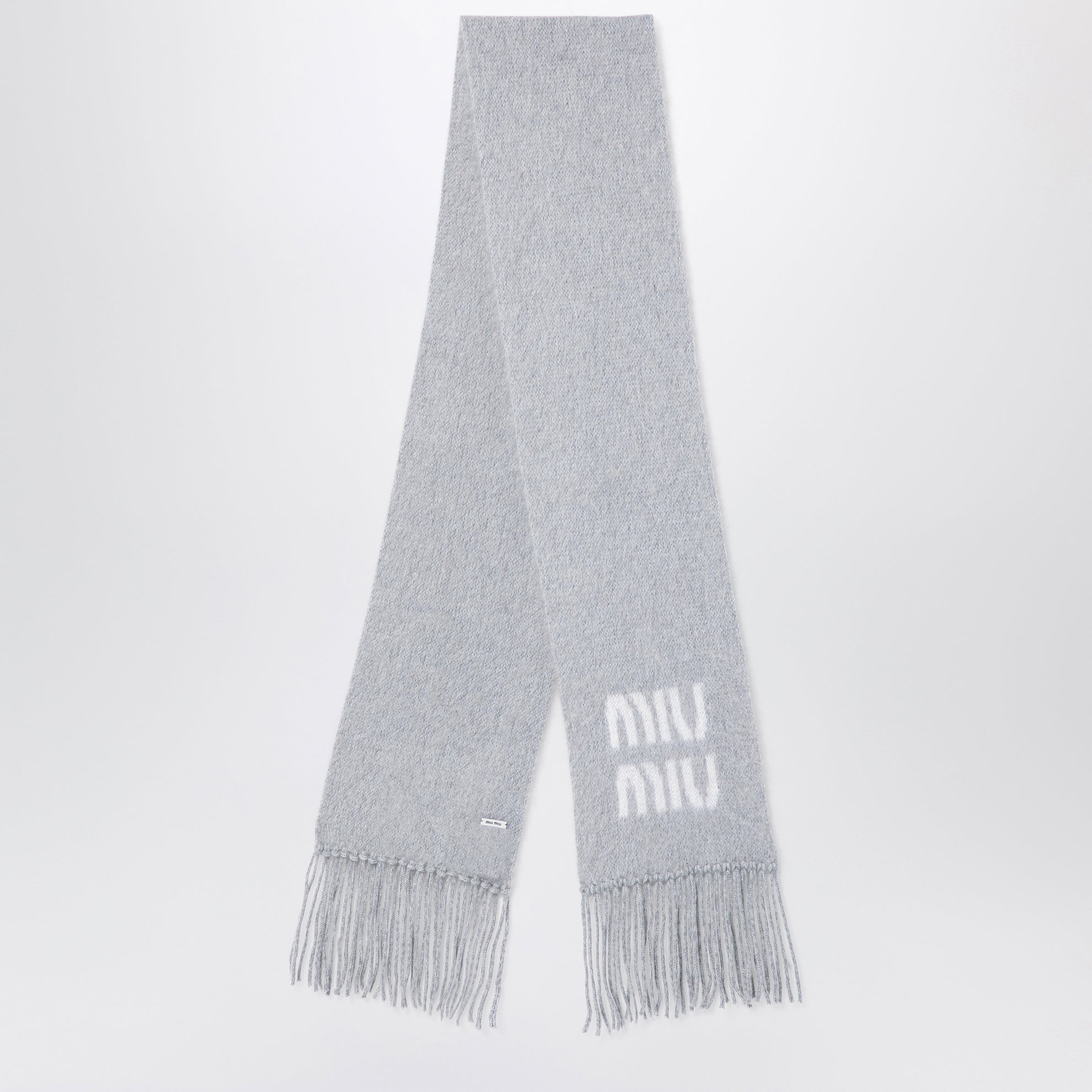 Sciarpa in mohair grigia con logo