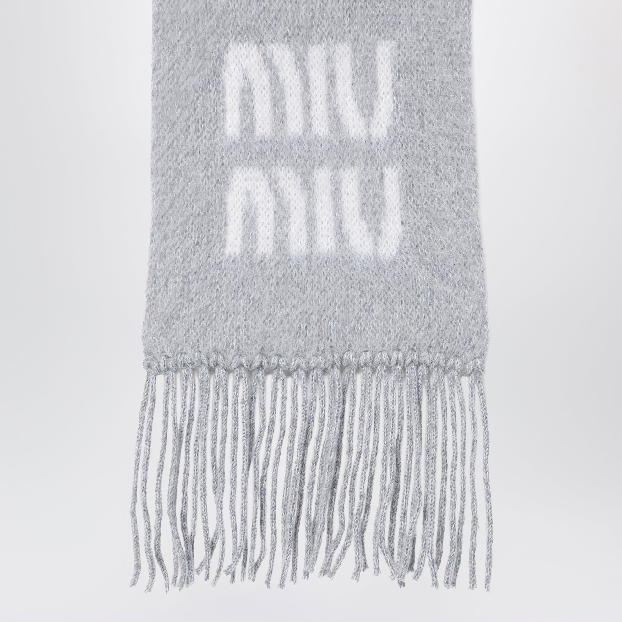 Sciarpa in mohair grigia con logo