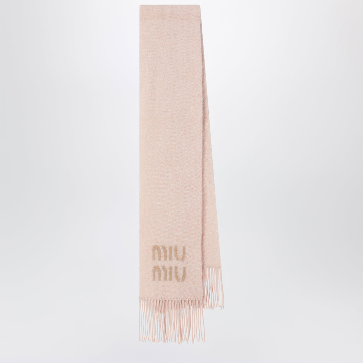 Light pink mohair-blend scarf with logo