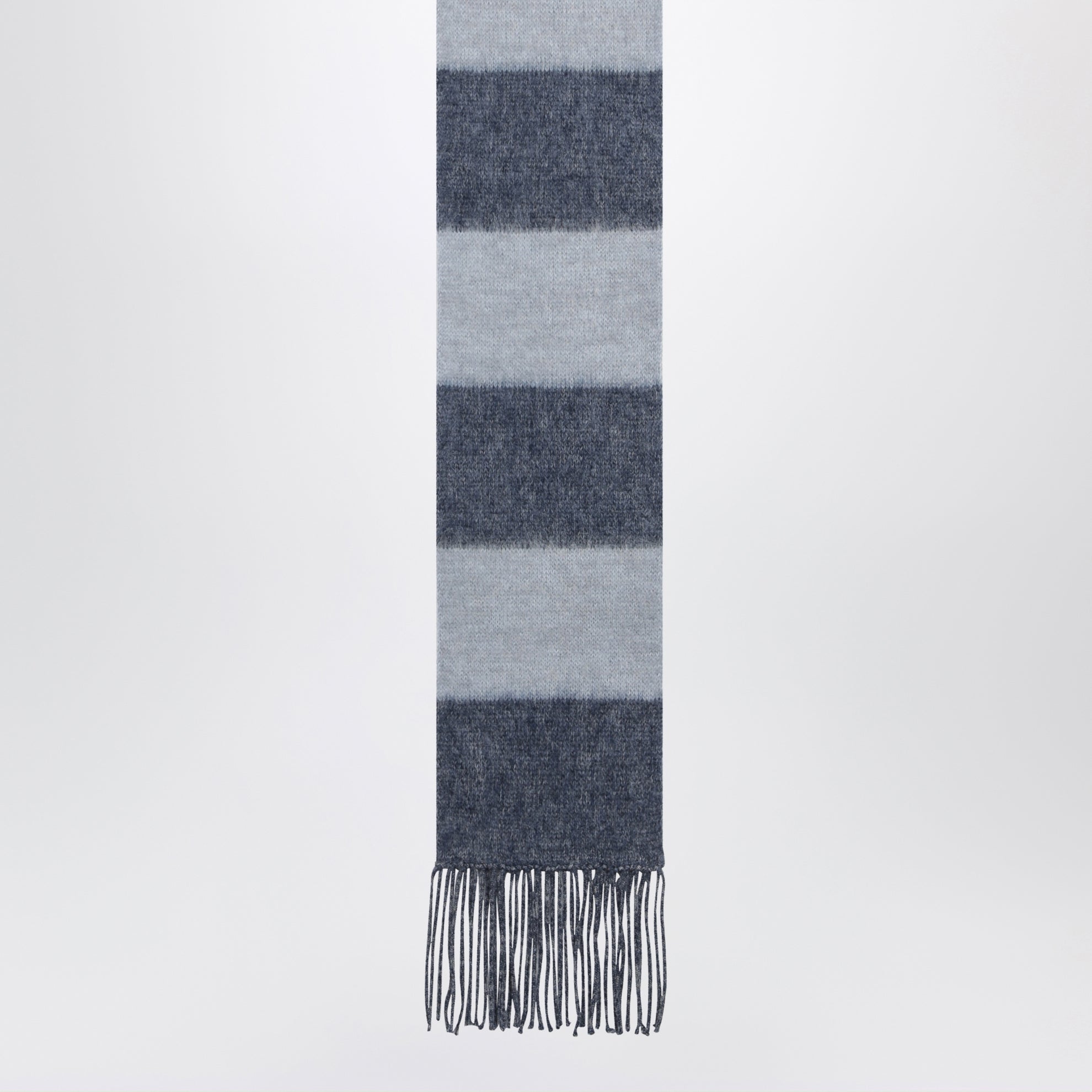 Écharpe à rayures en mélange de mohair bleu