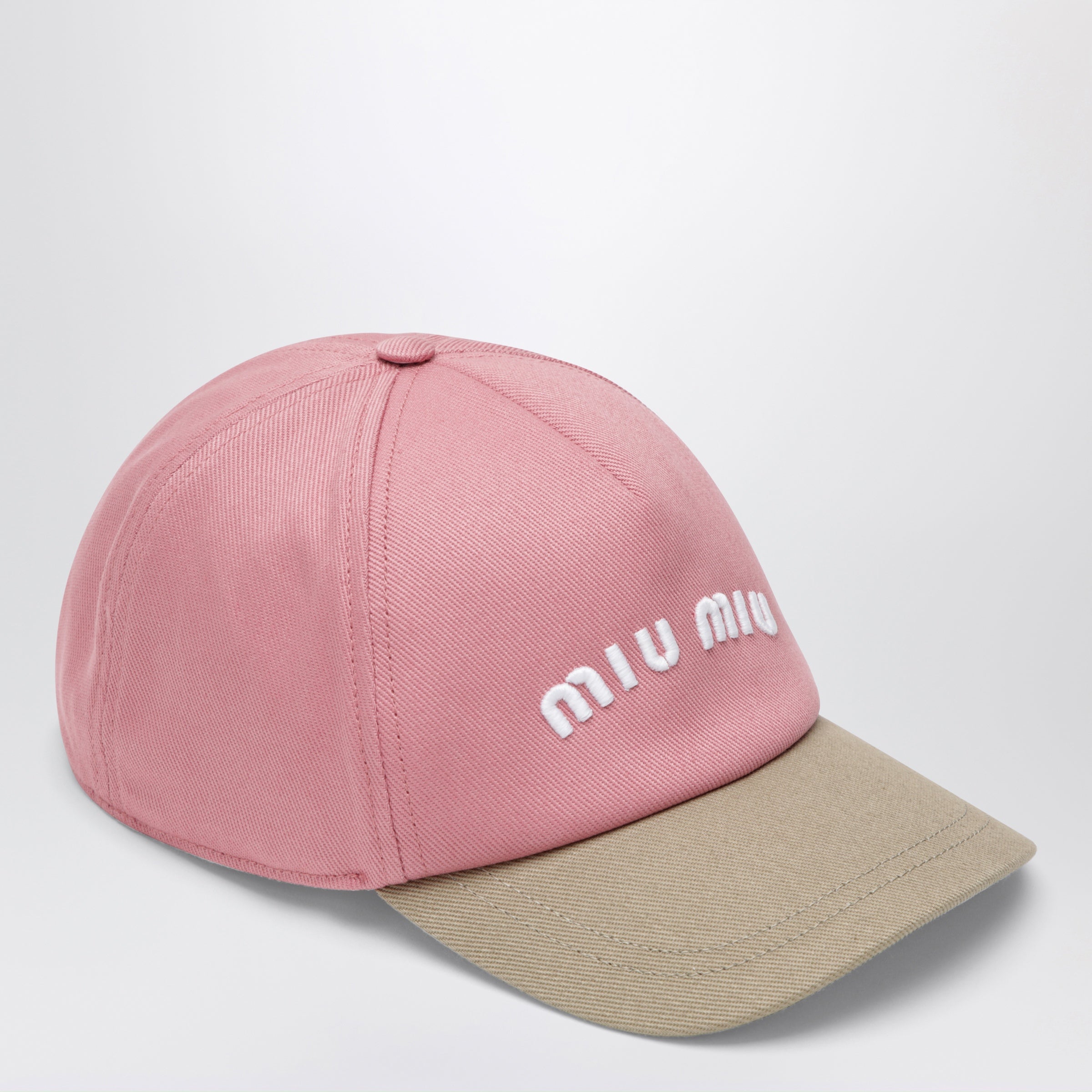 Miu Miu Baseball cap in pink/beige cotton drill | TheDoubleF